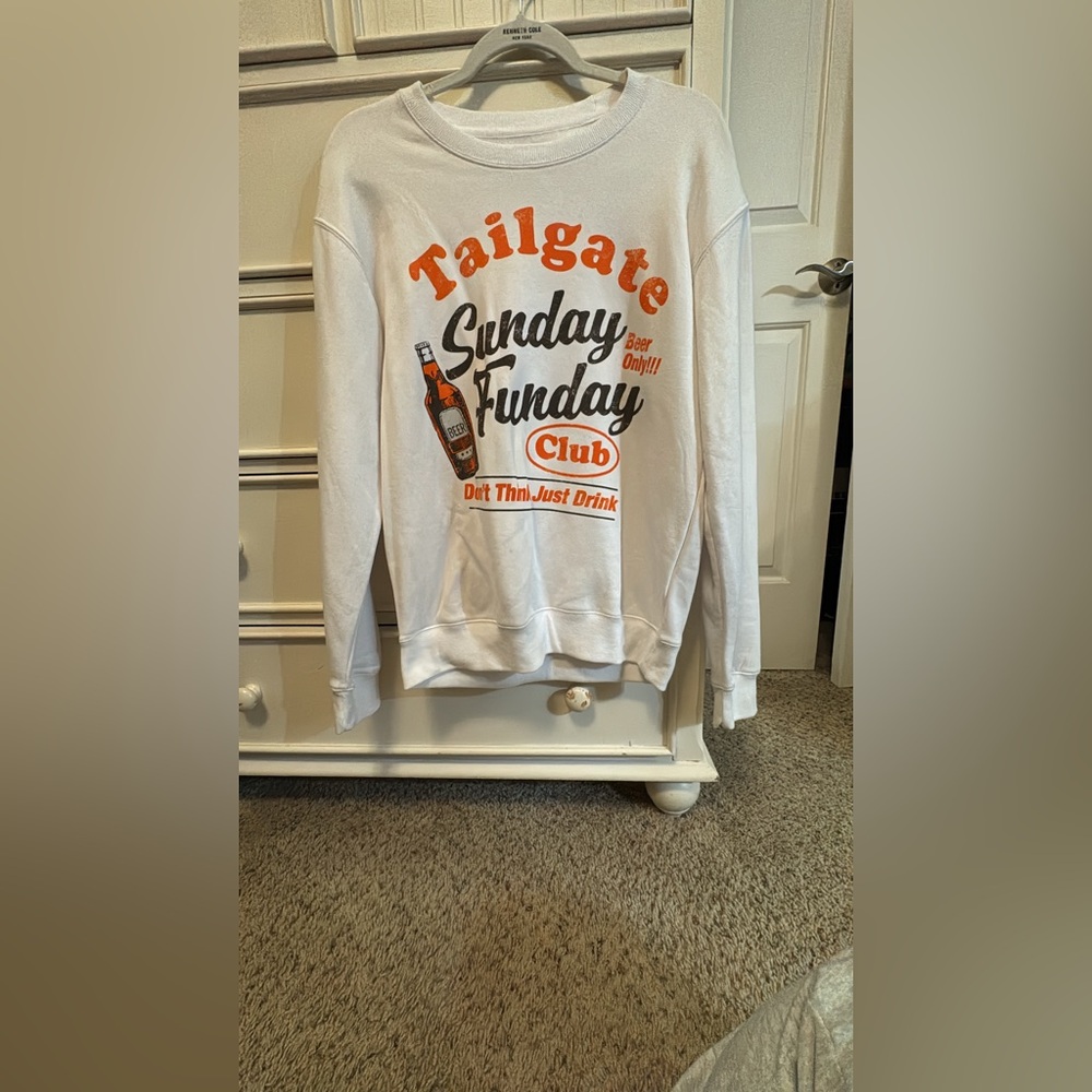 White Tailgate Sunday Funday Club Sweater